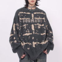 Individueller Winter Freizeithemd Rundhalsausschnitt Langarm Mink Kunstpelz Flauschiger Pullover Herren Mohair Strickpullover