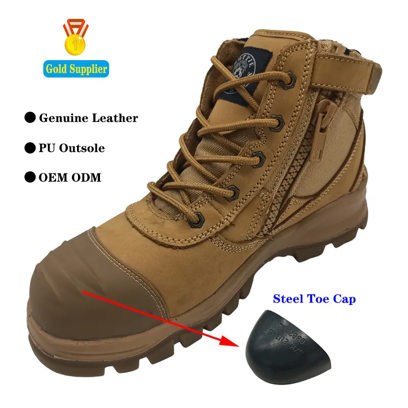 American 6 Inch PU Steel Composite Toe Men Industrial Work Hiking Safety Boots With Zipper