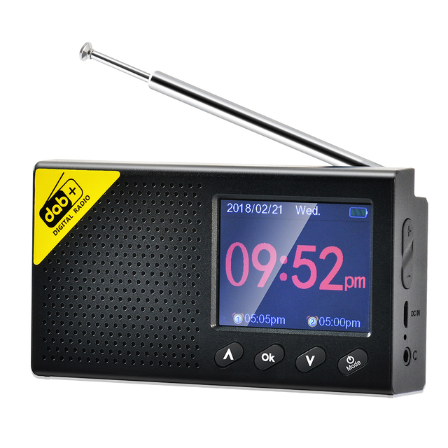 Portable DAB Radio with for 2.4-inch LCD Display Dual Alarm Auto Digital Clock FM Radio