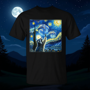 Camiseta gráfica con diseño de mapache y noche estrellada, diseño de mapaches y luna, para hombres y mujeres, ropa unisex - Product Image 3