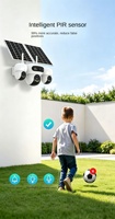 Kamera CCTV Panorama 360 Bertenaga Surya dengan Penglihatan Malam, 4 Lensa Fish Eye untuk Pengawasan Kebun & Kolam Ikan, Data Gratis 4G