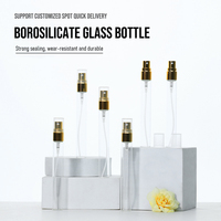 Emballage de soins de la peau de luxe Petites bouteilles en verre avec pulvérisateur en plastique doré 2ml 3ml 5ml 10ml Bouteille de parfum ronde