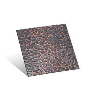 Hoja decorativa de acero inoxidable 304 Hoja de metal martillado antiguo Hoja de acero inoxidable martillado a mano de bronce rojo ennegrecido - Product Image 1