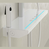 Système de douche avec pulvérisateur Pomme de douche à effet de pluie à pression de salle de bain Ensembles de robinets de douche blancs Mélangeur d'eau chaude et froide contemporain