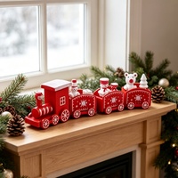 Rot-Weißer Weihnachtszug-Set Mini-Lokomotive mit Schneemann- und Bärenfiguren Desktop-Dekoration für Weihnachtsfeier und Feiertagsdekoration