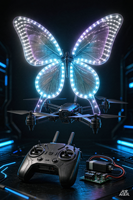 Dispositif de Vol Papillon Bionique Flitonic pour Mariée, Ailes Réalistes Battantes, Spectacle Lumineux LED, Écologique et Portable pour Fêtes