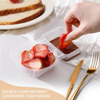 Contenants à collation réutilisables en PP à 2 compartiments avec couvercle, boîtes à condiments jetables pour restaurant, coupelles à sauce pour emporter