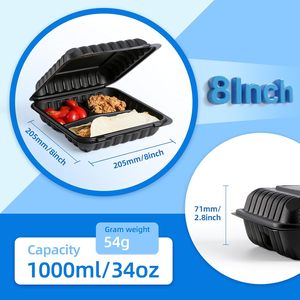 Contenedor de comida impreso personalizado embalaje de comida de almidón de maíz desechable caja con bisagras de hamburguesa de concha de plástico biodegradable para llevar - Product Image 3