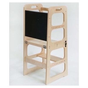 Taburete de madera maciza Montessori moderno, torre de aprendizaje multiusos para niños, dormitorio, baño, cocina, sala de estar, uso al aire libre - Product Image 1