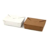 Contenedor de comida de cartón Kraft reciclado recubierto de PE moderno para cajas de almuerzo para llevar Sushi fideos embalaje de azúcar muestra gratis