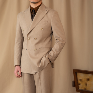 <span class=keywords><strong>Blazer</strong></span> da <span class=keywords><strong>uomo</strong></span> Casual da <span class=keywords><strong>uomo</strong></span> doppio petto tinta unita 500G di peso massimo con risvolto a visiera con cerniera frontale pieghettata - Product Image 3