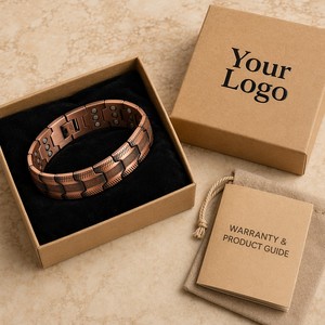 Heilendes, verstellbares Arthritis-Schmerzlinderungsarmband für Damen und Herren, Großhandel, modisches Gliederarmband, individuelles Schmuckstück aus reinem Kupfer mit Magnetfunktion - Product Image 5