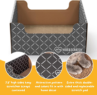 Moderne Katzen-Kratzbox aus Karton - Dunkelgraues Diamant-Design |   Doppelseitige Wellpappe-Unterlage für den Innenbereich