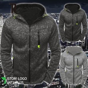 Sudadera con capucha con cremallera de invierno para hombre personalizada Liu Ming hilo teñido ecológico a prueba de viento Casual Streetwear patrón sólido - Product Image 3