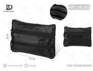 Monedero de Cuero Genuino con Cuatro Cierres, 7 Pulgadas, Minimalista, Unisex, con Forro de Poliéster - Product Image 1