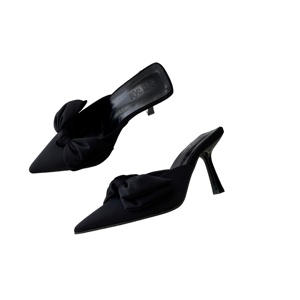 Nuevas Pantuflas Baotou Otoño 2023 para Mujer, Pantuflas de Tacón Alto con Lazo en Punta, Talla 41 - Product Image 6