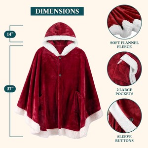 Couverture portable pour femmes adultes, poncho-couverture douillet en polaire avec capuche, châle super doux, couverture enveloppante pour le bureau - Product Image 2