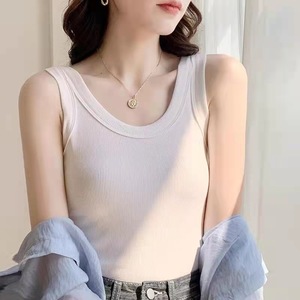 Débardeur côtelé court pour femme, col rond, coupe ajustée, <span class=keywords><strong>sans</strong></span> manches, basique, tricoté, haute élasticité, doux, idéal pour l'été - Product Image 2