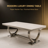 Table à manger de luxe pour la maison, design moderne, base en acier inoxydable, plateau en marbre