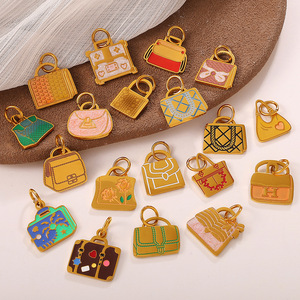 Colorful <b>Bag</b> <b>Charms</b> Stainless Steel DIY Jewelry Accessories For Bracelet Necklace Unisex Fashion Pendants - Product Image 1