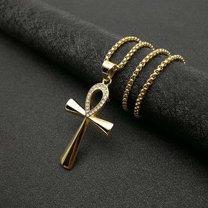 Egyptian Ankh Pendant Stainless Steel Necklace <b>Cross</b> Shape Unisex Hip Hop Fashion Jewelry Gift - Product Image 2