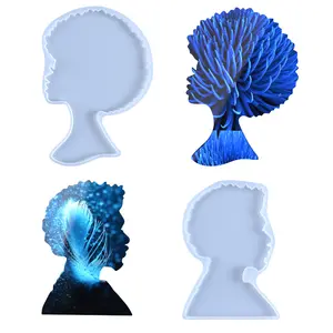 Molde de resina de silicone afro, feminino, masculino, grande, mulher e homem, moldes de fundição epóxi