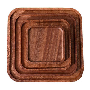 Ebony Wood Dinner Plate Square Solid Color Hotel Food Tea <b>Storage</b> <b>Tray</b> One Piece Package - Product Image 2
