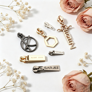 Wholesale Custom Metal Zipper OEM Engraved Logo Metal Zipper <b>Puller</b> Electroplated Zipper Accessories for Bags Clothing - Product Image 2