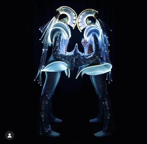 Costume da Ballo Futuristico a LED per <span class=keywords><strong>Donna</strong></span> per Festival Musicali Feste di Laurea Party Spettacoli Performance Abito da Club per Ballerina da Palco - Product Image 2