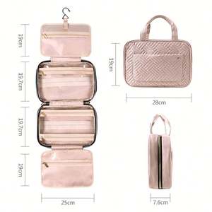 Sac de rangement de maquillage de luxe en cuir végétalien de style Chisheng pour femme, grand format, personnalisé en PU avec fermeture éclair - Product Image 4