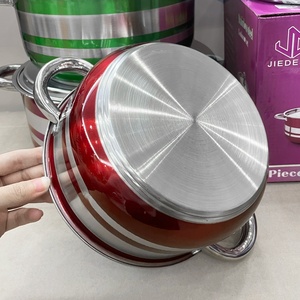 Set di pentole e pentole in acciaio inossidabile colorato 4 pezzi Set di pentole e pentole da cucina Set di pentole a Gas Set di pentole a induzione casseruola - Product Image 4