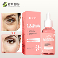 Marque privée Acide hyaluronique liquide original végétalien Nicotinamide Vitamine C Vitamine E 4 en 1 Sérum pour le visage