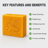 Savon Solide Artisanal au Curcuma pour le Visage et le Corps, Nettoyant, OEM ODM 100g