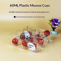 Élégant bol à dessert en verre trapézoïdal incliné de 60 ml, en plastique PS transparent, pour les présentations de buffets et de réceptions de mariage