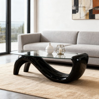 Table basse créative ovale moderne avec plateau en verre pour hôtel, extérieur, appartement, salon - Vente en gros de meubles