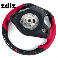 Volante Deportivo Personalizado de Cuero Perforado Rojo y Fibra de Carbono para Toyota Supra GR A90 2019-2024, Accesorios Interiores para Auto