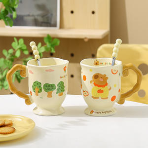 Tasse en céramique Dragon Pavilion Kapibala 301-400ml avec cuillère, réutilisable, cadeau pour femme, tasse à café de bureau - Product Image 2
