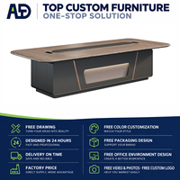 Table de réunion de luxe |   Grande table de réunion en bois grainé pour salle de conférence exécutive