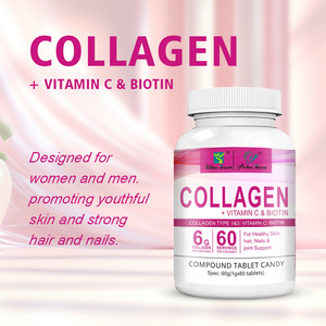 Suplemento Orgánico para el Cuidado de la Piel con Colágeno, Vitamina C y Biotina Wins Town, Tabletas de Colágeno con Súper Vitamina C para Blanquear la Piel - Product Image 6
