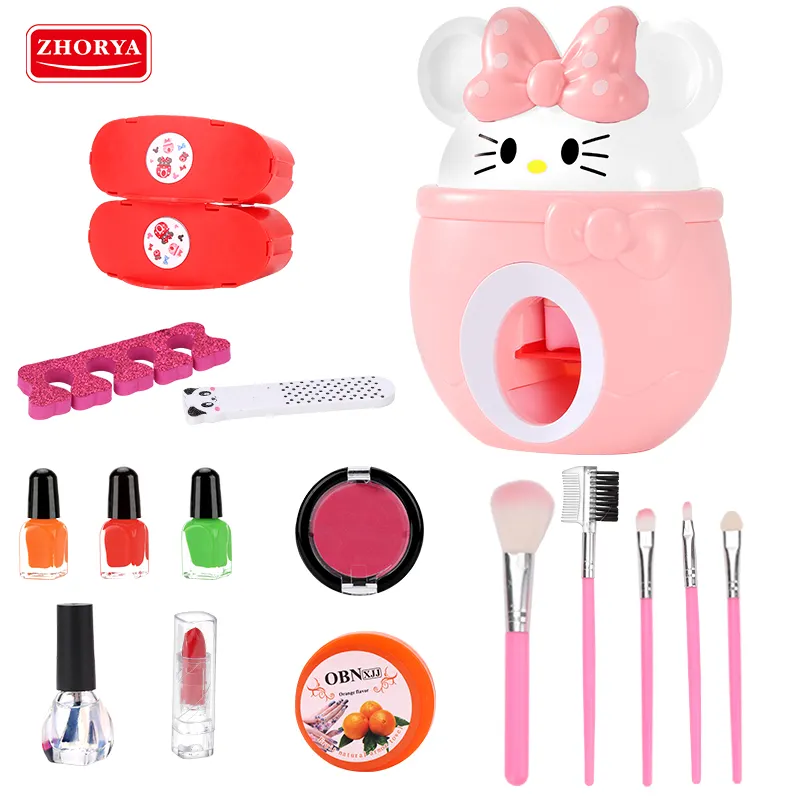 Zhorya Set Permainan Rias Kosmetik Anak Bayi Perempuan, Lipgloss Kustom Dapat Dicuci, Kit Permainan Rias