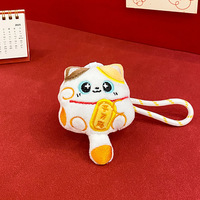 Niedliches Plüschtier Glückskatze Schlüsselanhänger 3D Weiche Flauschige Puppe Maneki Neko Glücksbringer Taschenanhänger Plüsch-Schlüsselkette