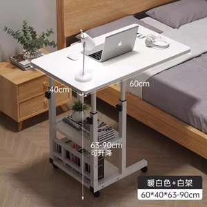 Adjustable Height Computer Desk 80x40cm Movable With Bookshelf Storage For Home Bedroom Dormitory Student Use - Product Image 2