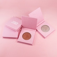 Palette simple de maquillage végane rose, avec logo personnalisé, pour blush, contour et illuminateur, pour marque privée