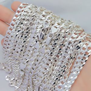 Collana a <span class=keywords><strong>Catena</strong></span> Cubana in <span class=keywords><strong>Argento</strong></span> Sterling <span class=keywords><strong>925</strong></span> all'Ingrosso, Stile Hip-Hop, Varie Misure, Gioiello Maglione alla Moda per <span class=keywords><strong>Uomo</strong></span> e Donna, Catene Sottili - Product Image 1