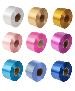 Ruban en satin 100% polyester couleur unie imprimable avec feuille d'or, simple face, pour accessoires de mode et vêtements d'anniversaire - Product Image 2
