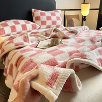 Plaid Sherpa Géométrique Épais Double Face en Polaire Douce Anti-Peluchage Écologique Minimaliste Moderne pour Canapé Automne Hiver