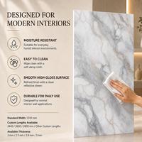 Panel de Pared de PVC con Diseño de Mármol Gris Nube Veteada con Certificación CE MORLENX para Proyectos Residenciales de Alta Gama