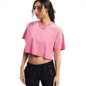 Camisetas de Verano para Mujer, Corte Ajustado, 100% Algodón, Estilo Retro, Lavado Ácido, Tejido de Punto, Logotipo Personalizado, Venta al Por Mayor - Product Image 3