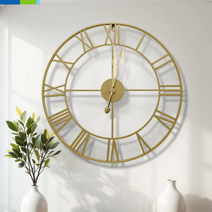 Moderne 60cm METALL Wanduhr mit Quarz-Analogzeiger, Geräuschlos, Batteriebetrieben, Abstraktes Muster, Einseitig, für Innenräume - Product Image 3