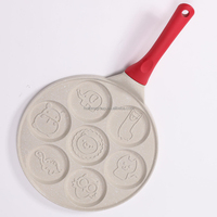 Poêle à petit-déjeuner multifonction 7-en-1 à fond plat, pour œufs, hamburgers, en aluminium, avec 7 trous, en promotion